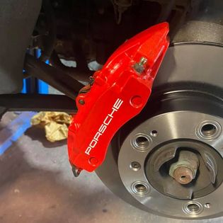 Porsche Brake Caliper Refinished In Red